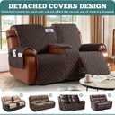 Ruaozz Waterproof Loveseat Recliner Cover with Console Non-Slip Reclining Couch Covers Split Sofa Slipcovers with Elastic Straps for Kids, Dogs, Pets (Chocolate, 2 Seater)