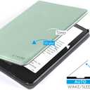 CoBak Case with Stand for Kindle Paperwhite 12th Gen 2024 Released (7") & Kindle Colorsoft Signature Edition - Durable PU Leather Cover with Auto Sleep Wake, Card Slot, Hand Strap Feature, Sage Green