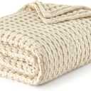 Bedsure Cooling Cotton Waffle King Size Blanket - Lightweight Breathable Summer Blanket of Rayon Derived from Bamboo for Hot Sleepers, Luxury Throws for Bed, Couch and Sofa, Beige,(King (104" x 90"))