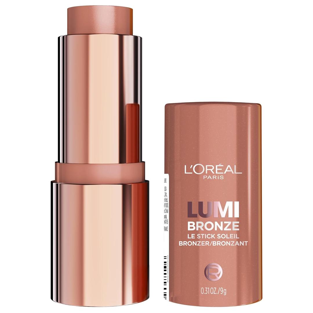 L'Oreal Paris Lumi Bronze Le Stick Soleil Bronzer Stick, Cream-To-Powder Bronzer For A Sunkissed Face Makeup Glow, 100 Sunkissed Ros