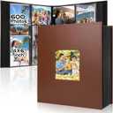 Colemoly Photo Album 4x6 600 Photos Leather Cover Large Capacity Album with Window Design Holds 600 Pictures of Family, Storing Precious Memories(Brown, 600 Pockets)