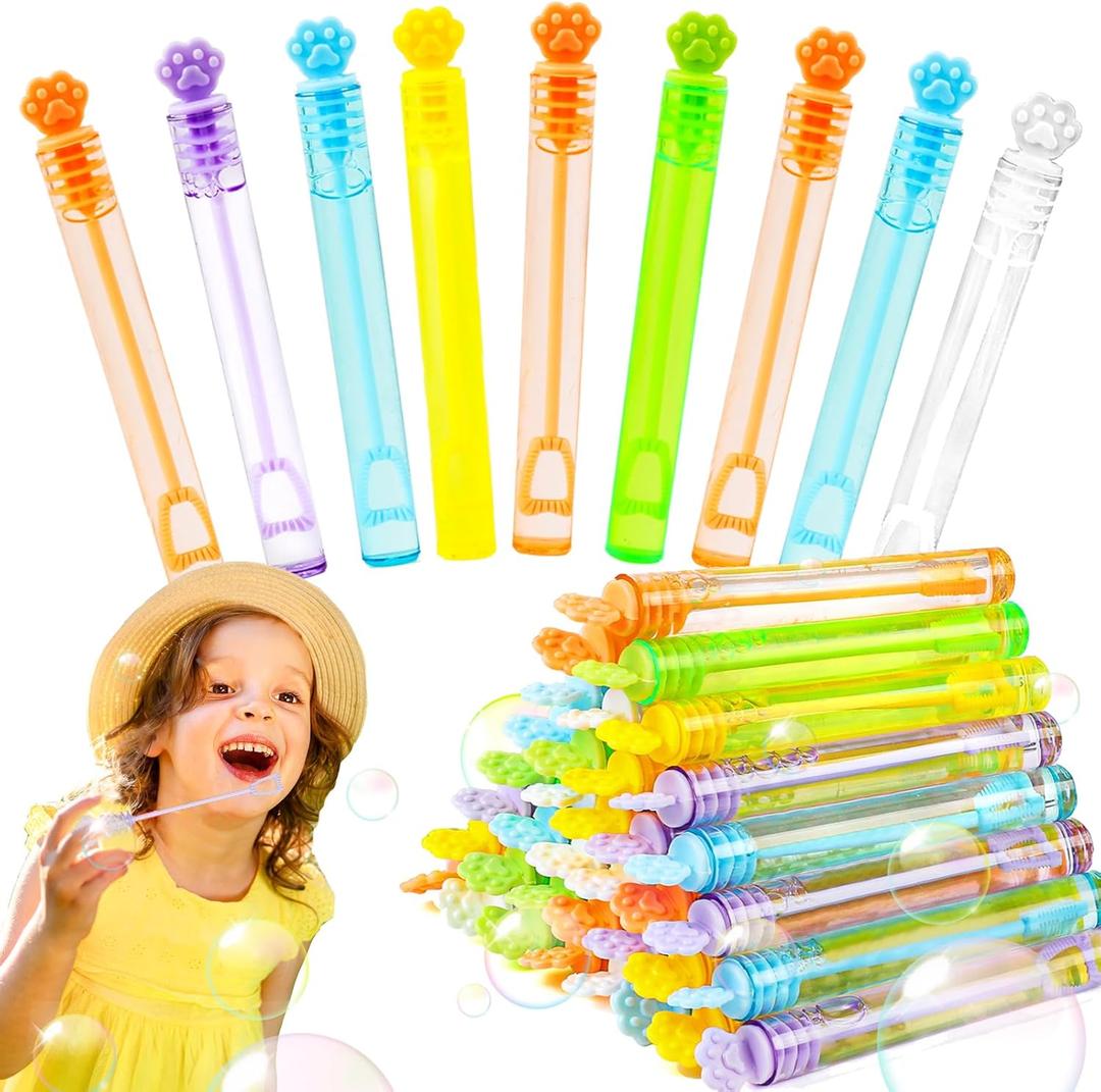 DERAYEE 36PCS Paw Print Bubble Wands for Kids Bulk, Cat Mini Bubble Party Favors Toys Cute Puppy Dog Party Decorations for Boys Girls Birthday Gifts Classroom Prizes Goodie Bag Stuffers