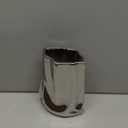 Ceramic Silver Flower Vase, Crinkle Paper Shape, Metal Decorative Home Accent (Large)