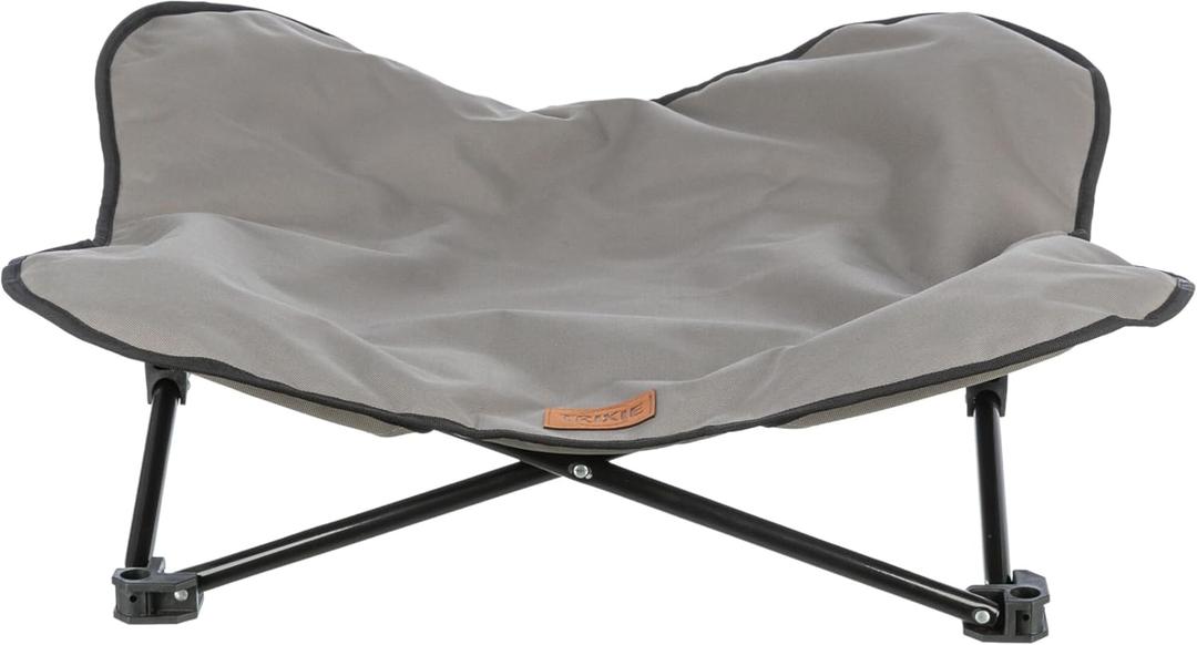 Trixie Camping Cot for Small Dogs up to 35 lb, Elevated Pet Travel Bed 27.2" x 27.2", Portable Steel Frame Lounger with Removable Topper, Foldable Design, Storage Bag Included