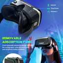 VR Headset with Built-in Headphones, 120 FOV Aspheric Lenses for 4.7-7" Smartphones, 3D VR Glasses Adjustable Focus/IPD, Compatible iPhone Android