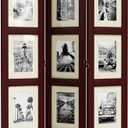 SZQINJI 3 Panel Photo Room Divider Screen, Solid Wood Divider for Room Separation for 8x10 Picture Frame Without Mat for 5x7 Photo with Mat, Walnut