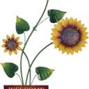 hogardeck Garden Decor for Outside, 39" Sunflower Pot Decorative Garden Stakes for Spring Outdoor Decor, Metal Yard Art Sunflower Welcome Sign for Porch Patio Lawn Pathway Backyard Decorations (Gold, Green)