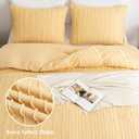 WARMDERN Yellow Boho Duvet Cover Set Queen Size, Striped Textured Duvet Cover Tufted Bedding Set, 3 Pcs Ultra Soft Washed Microfiber Duvet Cover with Zipper Closure (Queen, Yellow)