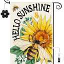Baccessor Hello Sunshine Summer Garden Flag 12.5 x 18 Inch Double Sided Burlap Sunflower Bee Daisy Welcome Farmhouse Small Yard Flag Holiday Seasonal Outdoor Outside Decoration