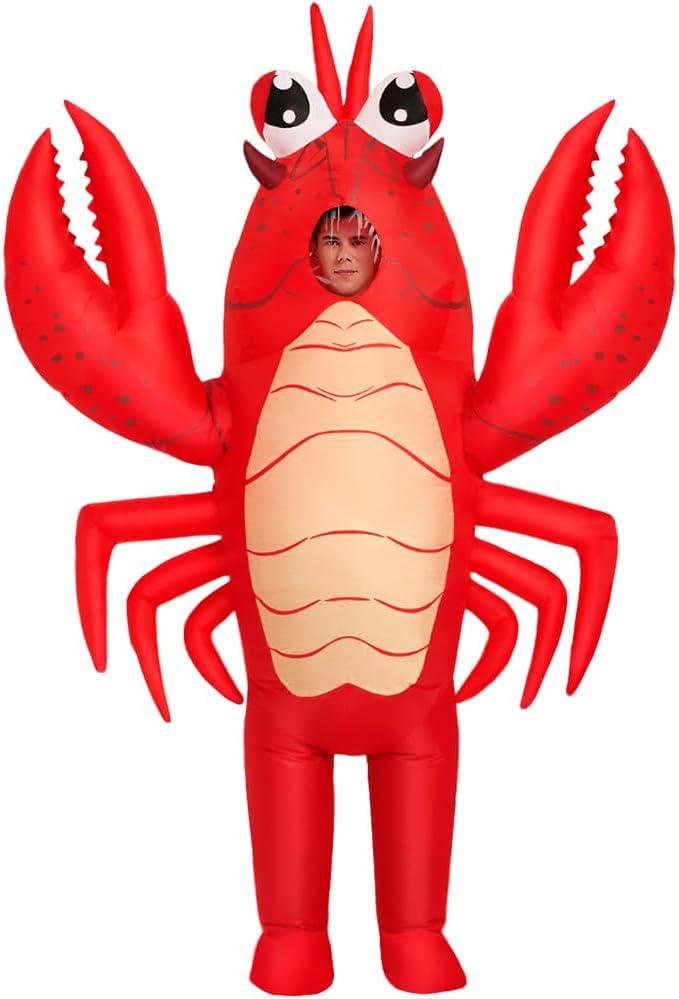 KOOY Inflatable Lobster Costume Adult, Inflatable Costume For Adult, Blow Up Crawfish Costumes Women/Men for Funny Party, Lobster Dress, Onesie For Mardi Gras/Halloween, Large