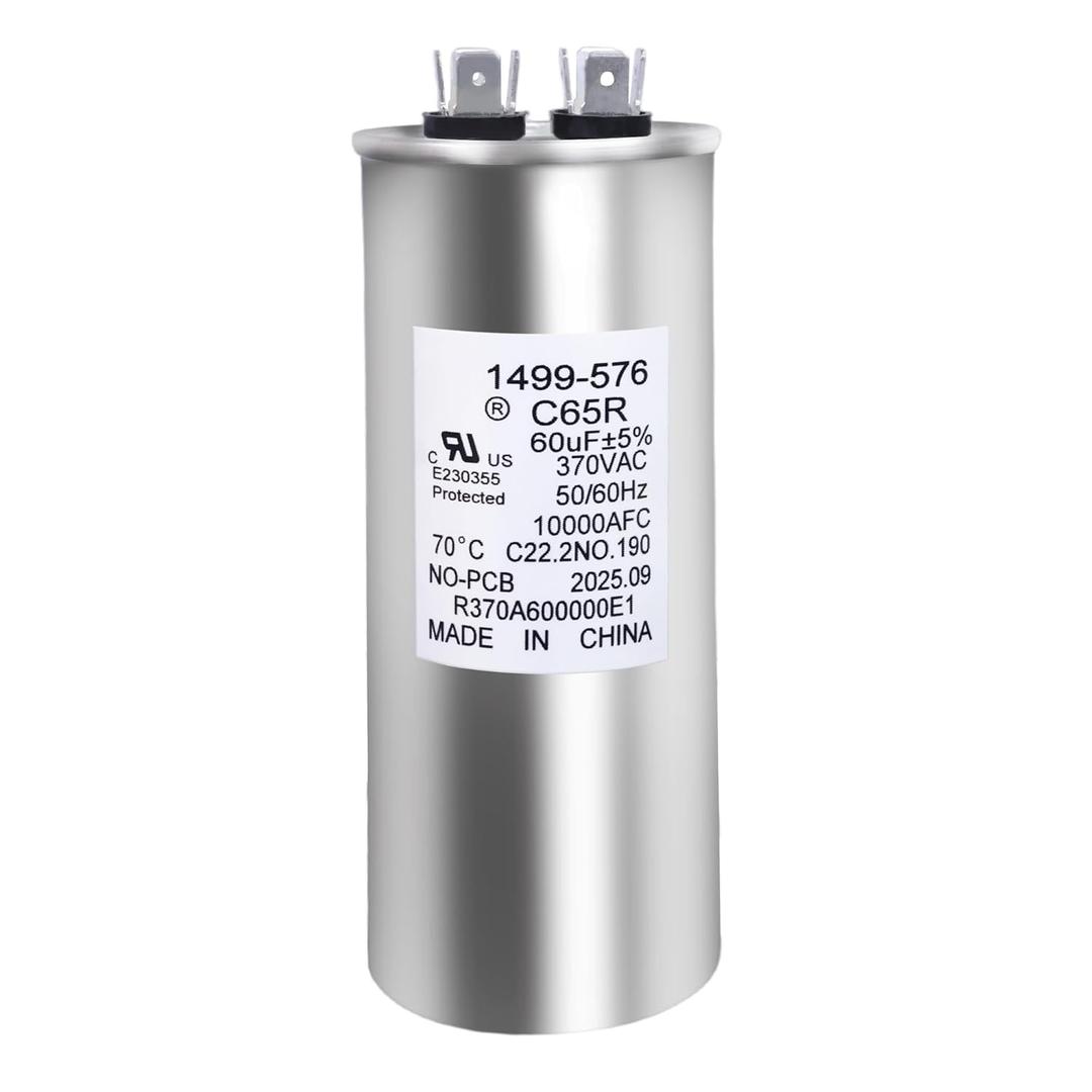 14995761 Run Capacitor 60+5 uF 370VAC | Compatible with Coleman RV Air Conditioner Motor | for Dehumidifiers, Washers, Dishwashers | 1499-5761 60 MFD Round Motor Start Capacitor