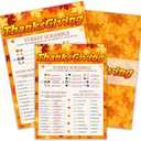 Thanksgiving Fall Game Card Set 3-in-1  Autumn Leaves & Maple Design  Includes 20 x 6" x 8" Cards + 1 x 4" x 6" Answer Card  Perfect for Turkey Day Parties & Family Activities - A05