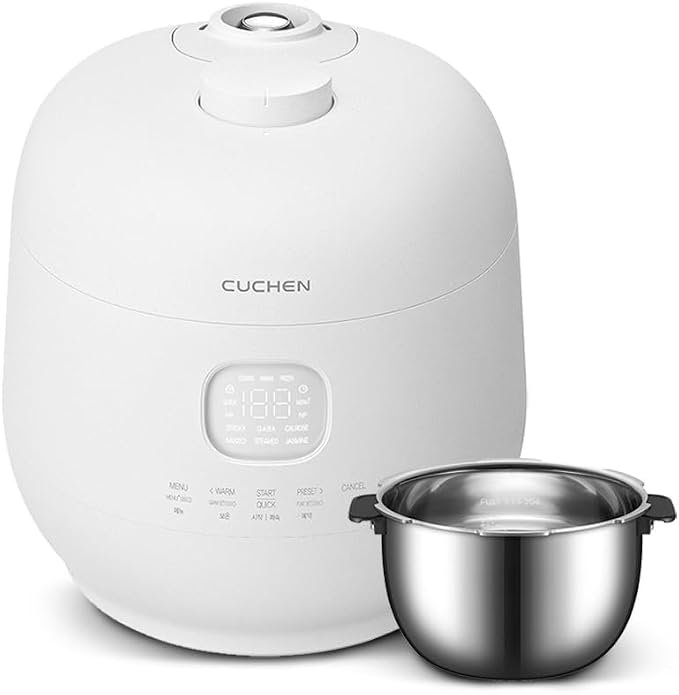 Cuchen 10-Cup Premium IH Pressure Rice Cooker & Multi-Cooker, Full 304Ti Stainless Steel Inner Pot, Dual High/Non-Pressure, Slow Cook & Auto Steam Clean (CRH-TWS1010PWUS)