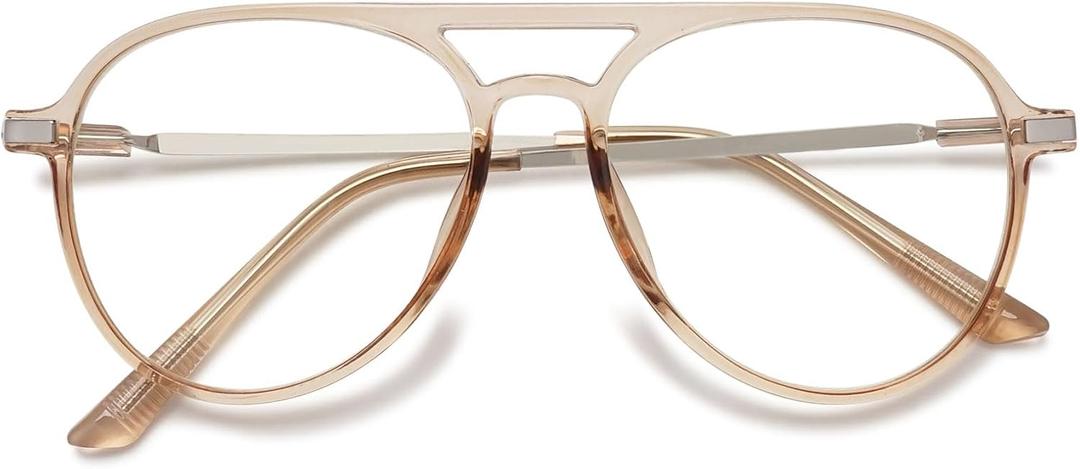 MAGIMODAC Trendy Reading Glasses Men Women Readers Anti Blue Light Blocking Computer Eyeglasses Large Frame (Khaki)