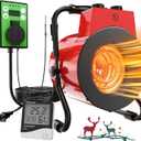 Greenhouse Heater with Adjustable Thermostatic - Outdoor Space Heating Fan for Flower Houses, Grow Tent, Overheating Protection, Fast Heating, Patio & Garage, Red