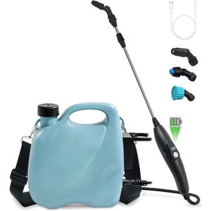 Battery Powered Sprayer 1.35 Gallon, Electric Garden Sprayer in Lawn with 3 Mist Nozzles, Rechargeable Handle, Retractable Wand, Yard Pump Sprayers with Adjustable Shoulder Strap for Plants