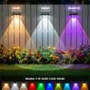 Brightown 8 Pack Solar-Fence-Lights-Outdoor, IP65 Waterproof Warm White & RGB 11 Color Solar Deck Step Flood Lights, Solar Patio Lights for Outside Backyard Yard Home Improvement Wall Railing