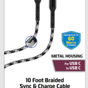 ZGear 10 Foot Braided Sync & Charge Cable - White/Black