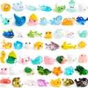 JOYIN 50 Pcs Mini Ocean Resin Animals Figures, Mini Sea Animals Figurines for Aquarium Ornaments Decorations, Cute Garden Accessories, Slime Charms for Crafts, DIY Miniature Scenes