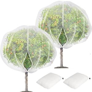 2Pcs 10X10ft Fruit Tree Covers for Birds and Squirrels Bird Nets for Fruit Trees with Zipper and Drawstring, Extra Large Durable Mesh Garden Netting to Protect Fruit Trees Reusable