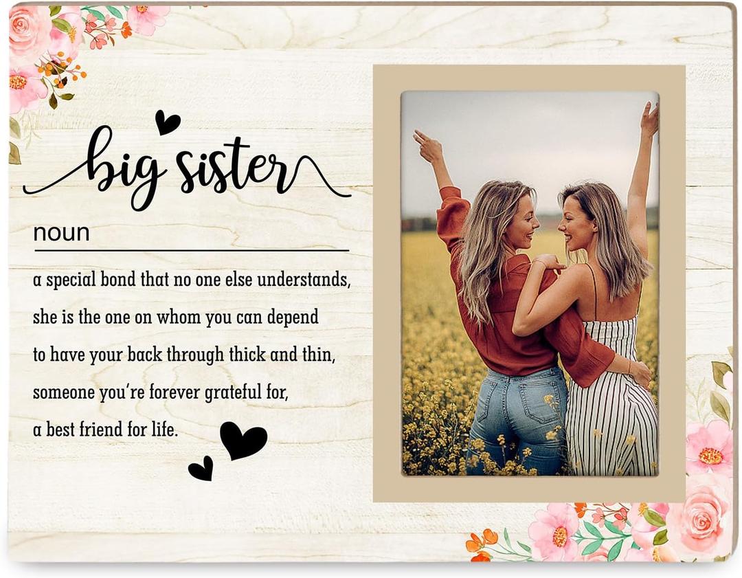 Sister Picture Frame Gift, Birthday Gifts from Sister or brother,Cute Photo Frame Presents for Sisters,Thanksgiving,Christmas, Birthday Gifts for Sisters and Friends