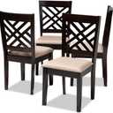 Baxton Studio Caron Contemporary Fabric Dining Chair, Sand Brown and Espresso, 4/Pack (153-4P-9401-HiT)