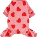 Valentine's Day Dog Pajamas for Small Dogs Girl Boy Super Soft Puppy Clothes Fleece Puppy Pjs Jammies 4 Leg for Chihuahua Yorkie Spring Onesies Jumpsuit Clothing Cute Pet Outfits, Pink Heart, XXS