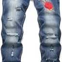 OIIIO Men's Athletic Fit Jeans Denim Pants, Size 40, 24014 Blue