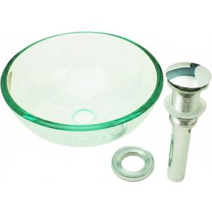 Renovators Supply Manufacturing Clear Tempered Glass Round Bathroom Vessel Sink, 12 x 4.5 x 0.5 inches