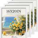 16x20 Picture Frame 4 Pack, Textured White Solid Wood, Wall Gallery Poster Frame