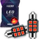 LUYED DE3175 LED Bulbs, Super Bright Red 2835 Chipsets Canbus Error Free 31mm 1.25" DE3021 DE3022 3175 6428 LED Bulbs for Car Interior Map Reading Dome Trunk Courtesy Lights,Pack of 2
