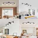 BoostArea LED 4 Light Track Lighting Kit, Black 4 Way Ceiling Spot Lighting, Flexibly Rotatable Light Head for Kitchen, Living Room, Bedroom, Bulb Not Included
