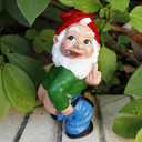 Garden Gnome Statue Outdoor Decor, Middle Finger Gnome Figurine Decorations Gnome Statue for Lawn Yard Balcony Porch Patio