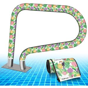 Pool Handrail Cover,Swimming Pool Railing Cover with Zippers,Rail Grip Covers for Pool Hand Railing Cover Slip Resistant Handle Sleeve Protector for Inground Swimming Pool Rail Ladder Covers-4ft (Flower)