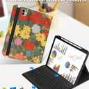 Wazzasoft for iPad Pro 13 inch Case with Keyboard M4 - Pencil Holder Folio Women Girls Cute Kawaii Strawberry Unique Design for Apple Tablet Cover Pro 13 2024, Cat Flower