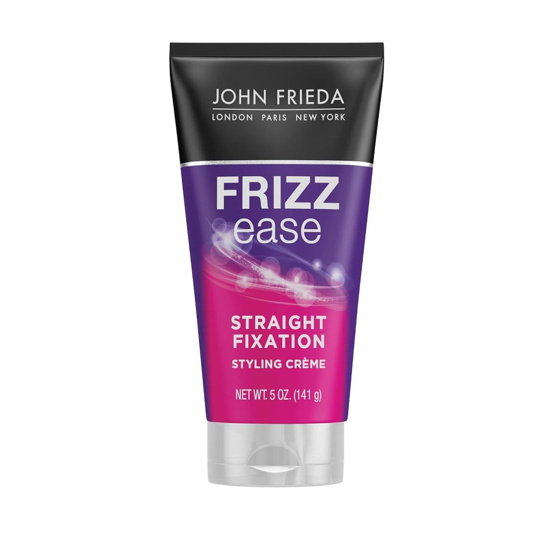 John Frieda Frizz Ease Straight Fixation Styling Crme, Straightens Frizzy Hair with Milk Protein & Almond Oil, Sleek & Frizz-Free, with ThermaGuard Heat Protection Against Damage, 5 Oz (5 Ounce (Pack of 1))