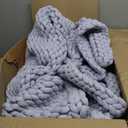 YnM Chunky Throw Blanket, Medium-Weight, Hand Knitted, Skin Friendly, Ventilated and Breathable, Machine Washable, Home Décor Piece for Couch, Sofa and Bed (Atlantis Blue, 60x80 Inch)
