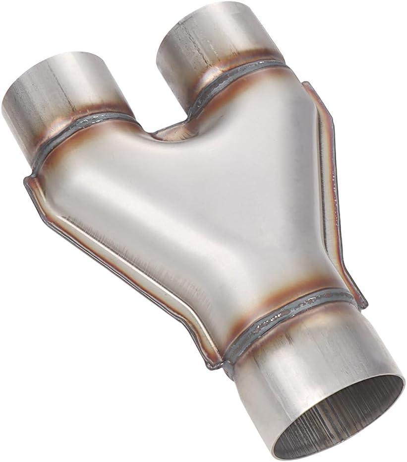 LCGP Stainless Steel Y Pipe 3 Inch ID Single to 2.5 Inch ID Dual Stamped Exhaust Adapter Connector