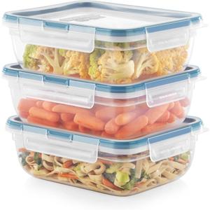 Plastic Total Solutions (4-Pack) Food Storage Containers Set, Airtight & Leakproof Plastic Locking BPA-Free Lids Tupperware, Freezer Dishwasher Microwave Safe