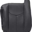 SecosAutoparts Driver & Passenger Bottom & Top & Driver Foam Cushion Dark Gray Leather Seat Cover Compatible with Chevy Silverado Avalanche Tahoe Suburban GMC Sierra Yukon 2003 2004 2005 2006