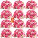 peonies artificial flowers 12 Bundles pink flowers bouquet, Lifelike Silk Fake Peonies with Stems for Home Table Centerpieces, Wedding, Party & DIY Bridal Floral Arrangements (Rose red + pink)