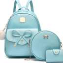 I IHAYNER Girls Bowknot 3-Pieces Fahsion Leather Backpack Backpack Purse for Women Rucksack for Ladies Shoulder Bag | Backpack Purse, Rucksack, for Ladies, Shoulder Bag, Backpack Purse, Rucksack (Pearl Blue)