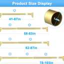 41 to 103 Inch Tension Curtain Rod No Drill Gold Shower Curtain Rod Extra Long Heavy Duty Tension Rod for Windows, Patio, Bathroom - Renter Friendly Adjustable Curtain Rods