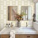 2 x Heroad Peel and Stick Wallpaper Boho Wallpaper Beige Orange Geometric Striped Boho Contact Paper Removable Wall Paper Self-Adhesive for Bedroom Cabinets Decoration Thicken Vinyl 17.3" x 78.7"