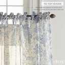 Elrene Home Fashions Westport Floral Tie-Top Sheer Window Curtain Panel, 52" x 84" (1), Indigo