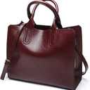 Pahajim Women Leather Handbags and Purses Top Handle Designer Tote Bags Satchel Bags for Women (Wine Red)