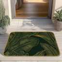Tropical Palm Leaves Door Mat, Home Entrance Low Profile Welcome Doormat, Indoor Decor for Front Door 30x17 Inch, Summer Garden Patio Decor