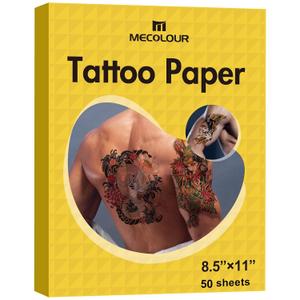 Printable Temporary Tattoo Paper for Inkjet Printer - 8.5"X11" DIY Personalized Image Transfer Sheet for skin (White-50 Sets)