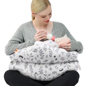 Chilling Home Nursing Pillow Adjustable, Pillow for Breast Feeding Bottle Feeding, Large Size More Support for Mom, Breastfeeding Essentials, Removable Cover (26*20*19.5 inch, Leaves Pattern-pro With Safety Fence)