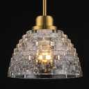 Fivemengo 3 Pack Glass Pendant Lights Kitchen Island 8.7 Inches Modern Gold Glass Pendant Light Fixtures Brass Hanging Lighting for Kitchen Over Sink Dining Room Bedroom E26